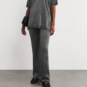 NWT New Missoni Metallic Shimmering Flared Pants in Dark Gray Size 48